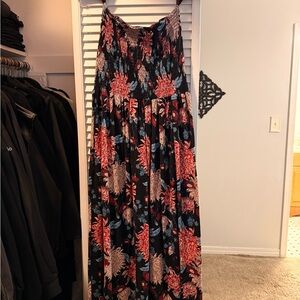 Floral Maxi Skirt - Black and Red